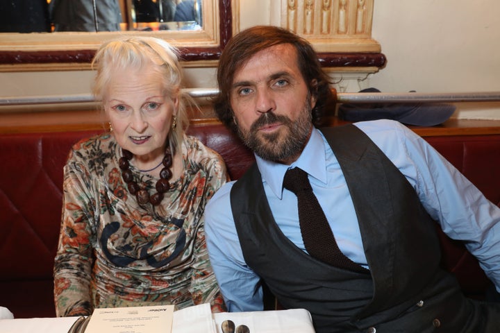 Andreas Kronthaler and Vivienne Westwood attend a dinner in Paris on Sept. 30. 