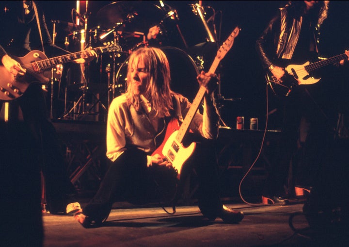 Tom Petty performs live onstage at the Hammersmith Odeon before a concert on May 14, 1977.