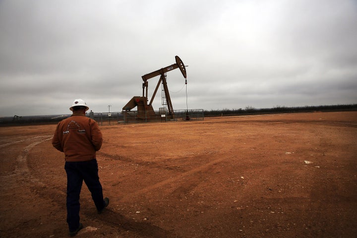 An oil well operates in Texas' Permian Basin.