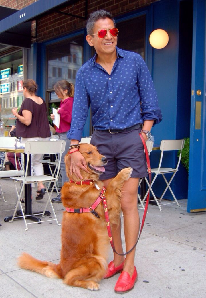 Louboutina and his owner, Cesar, in New York City.