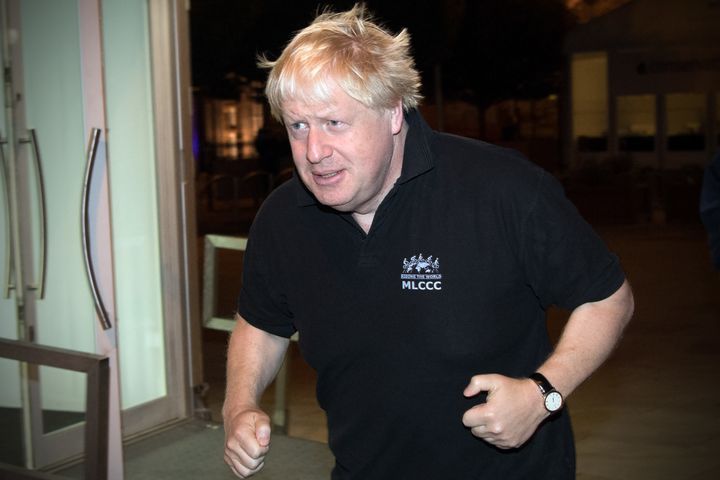 Boris Johnson goes for a morning jog on day three of the annual Conservative Party conference on October 3, 