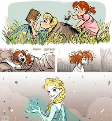 Story sketches that Paul Briggs did for Disney’s “Frozen” 