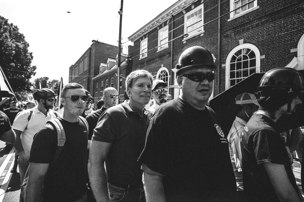 David Duke on Market Street on the day of the "Unite the Right" rally in Charlottesville.