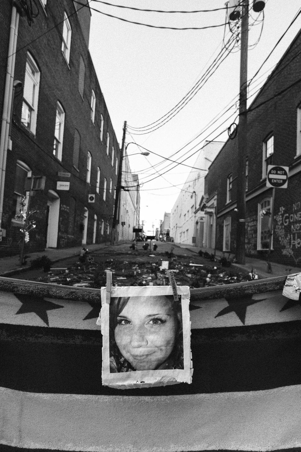A photo of a memorial to Heather Heyer.