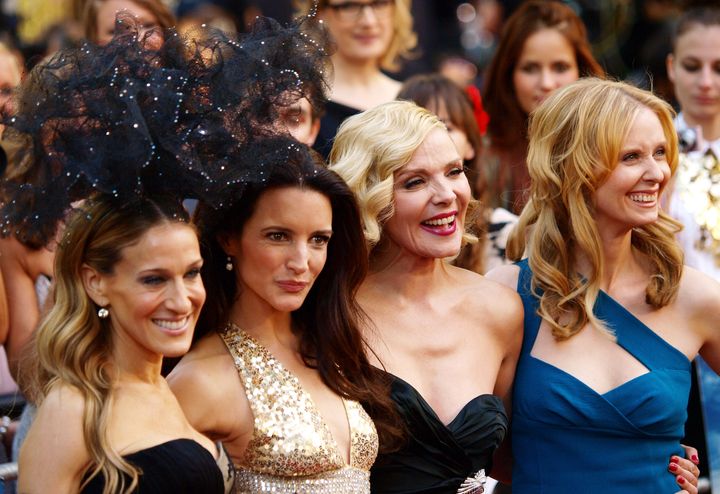 Sarah Jessica-Parker, Kristin Davis, Kim Cattrall and Cynthia Nixon pose at the U.K. premiere of "Sex and the City 2."