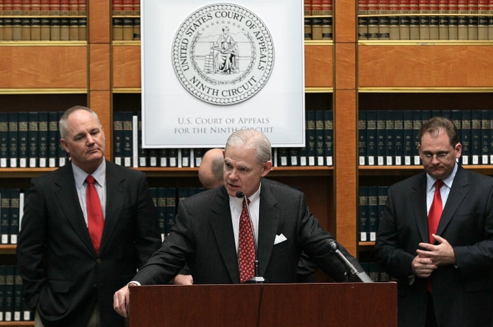 Charles Cooper, lead attorney for proponents of Proposition 8, speaks to reporters at a news conference following a hearing at the Ninth Circuit Court of Appeals in 2010 in San Francisco, California.