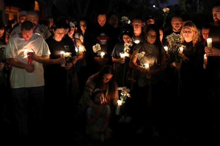 A candlelight vigil is held at Zack Bagans Haunted Museum in remembrance of victims following the mass shooting along the Las Vegas Strip in Las Vegas, Nevada, U.S., October 3, 2017.