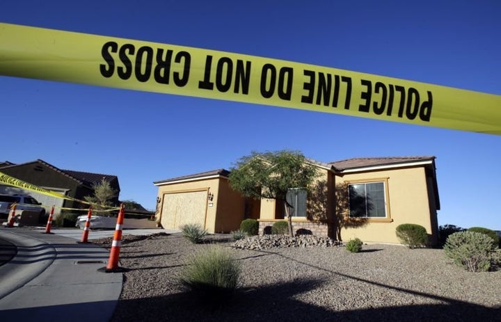 Police tape blocks off the home of Stephen Craig Paddock on Monday Oct 2 2017 in Mesquite Nev Paddock killed dozens and injur