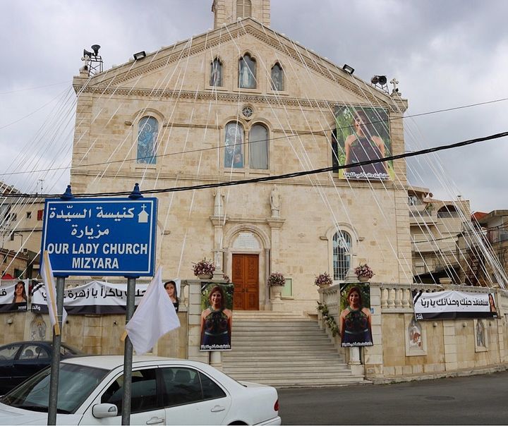 Photos of Raya Chidiac have been plastered across Miziara, a town in northern Lebanon, following her violent death.