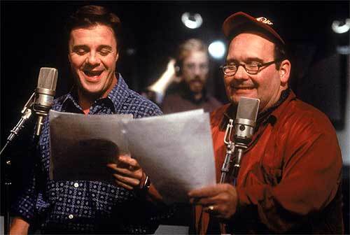 <p>Nathan Lane & Ernie Sabella in a “Lion King” recording session.</p>