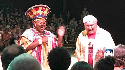 Ernie is introduced to WDW guests prior to a presentation of the “Festival of the Lion King” show at Disney’s Animal Kingdom theme park. 