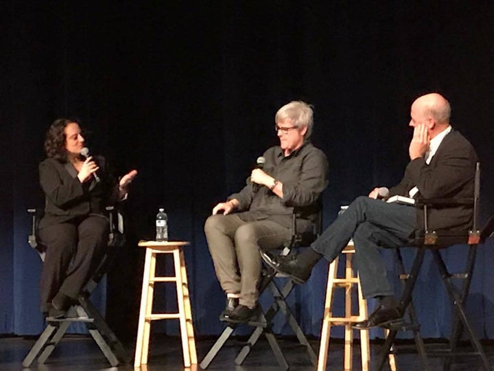 Sarah Toce chats with Maj. Margaret Witt and investigative reporter Tim Connor at the Museum of Flight Sept. 26, 2017.