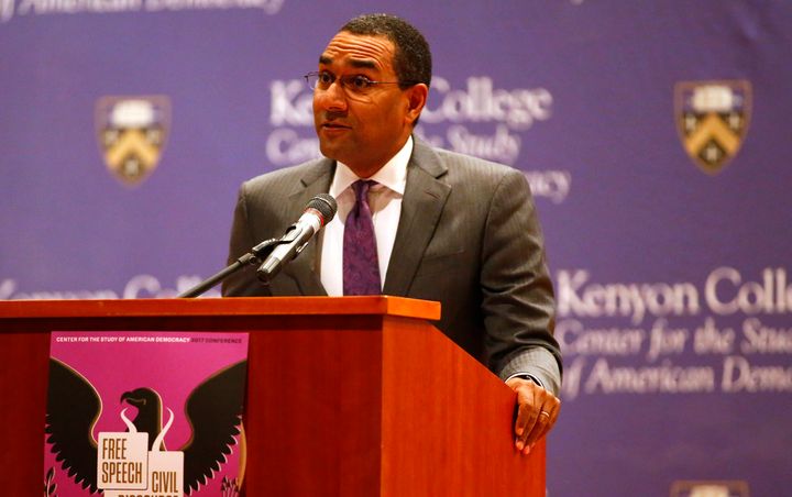 Kenyon College President Sean Decatur speaks at a conference hosted by Kenyon’s Center for the Study of American Democracy.