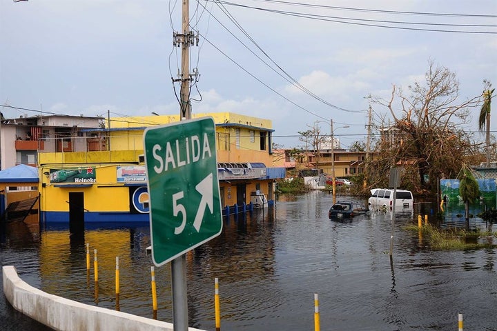 Flood waters remain high in Carolina, Puerto Rico, Sept. 22, 2017, after Hurricane Maria slammed the island. Puerto Rico National Guard. Photo by Sgt. Jose Ahiram Diaz-Ramos.