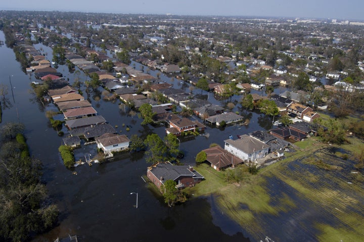 New Orleans (Sept. 2, 2005) - Four days after Hurricane Katrina made landfall on the Gulf Coast, many parts of New Orleans remain flooded. The Navy's involvement in the humanitarian assistance operations is led by the Federal Emergency Management Agency (FEMA), in conjunction with the Department of Defense. U.S. Navy photo by Gary Nichols.