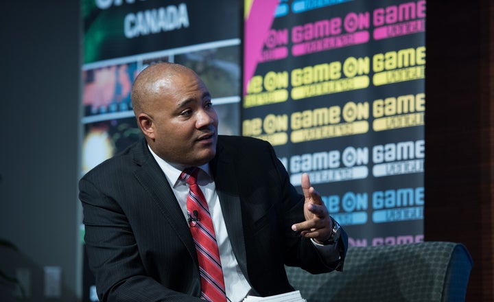 <p>The Honourable Michael Coteau moderating a GameON: Ventures panel during the conference in 2016.</p>