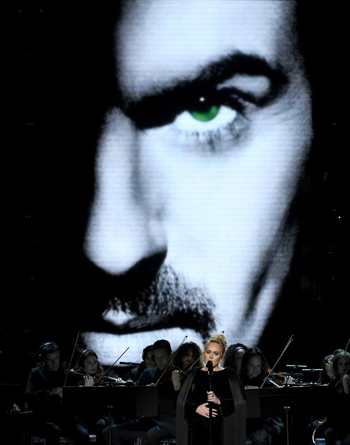 <strong>Adele paid tribute to George following his death at the this year's Grammy Awards </strong>