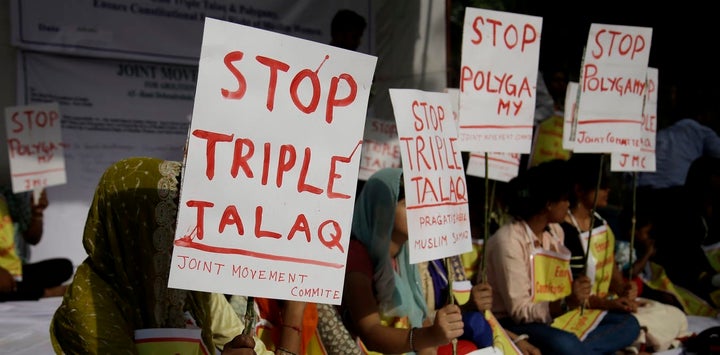 Activists protesting against the recently banned triple divorce