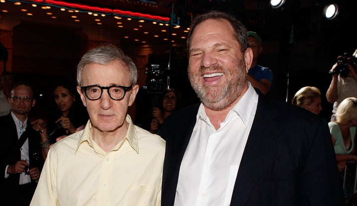 Woody Allen and producer Harvey Weinstein on the red carpet for the L.A. premiere of "Vicky Cristina Barcelona" in 2008.