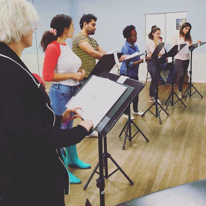 One of the first rehearsals for the <em>Behind the Ides </em>cast.