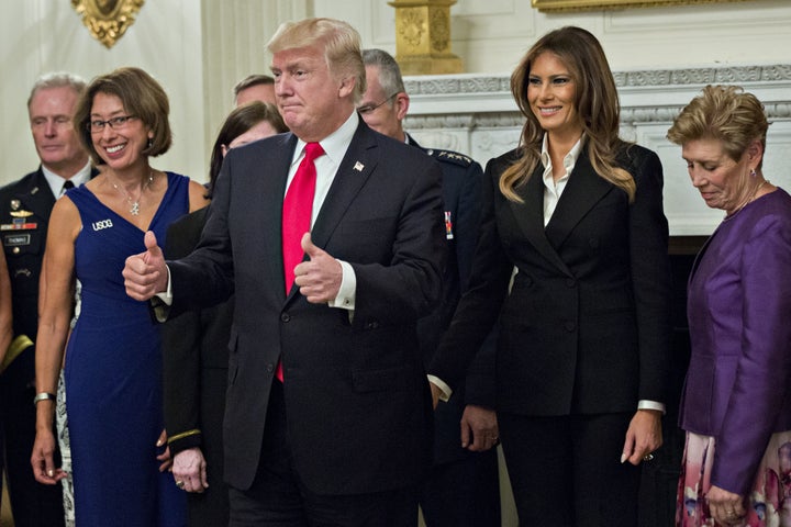 President Donald Trump and first lady Melania Trump were hosting a dinner with senior military leaders Thursday night.