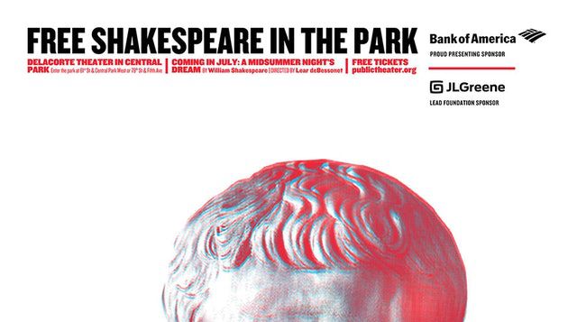 The top of a publicity poster for the Public’s staging of Julius Caesar shows how important Bank of America’s sponsorship had been.