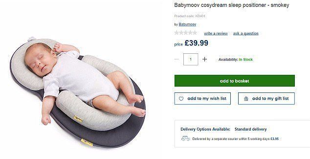 The sleep positioner was sold on Mothercare but has now been removed from sale.
