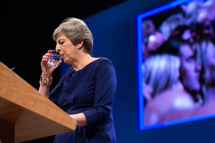 Theresa May struggles through her conference speech