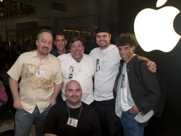 Steve Wozniak with his mentees Alex Fielding and Troy Byrd of RipCord at the launch of IPhone I.