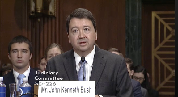 Here's U.S. circuit court judge John Bush&nbsp;testifying&nbsp;in his Senate confirmation hearing in...