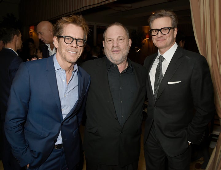 Actor Kevin Bacon, Weinstein and host Colin Firth attend a dinner in in Los Angeles, California, on Feb. 24, 2