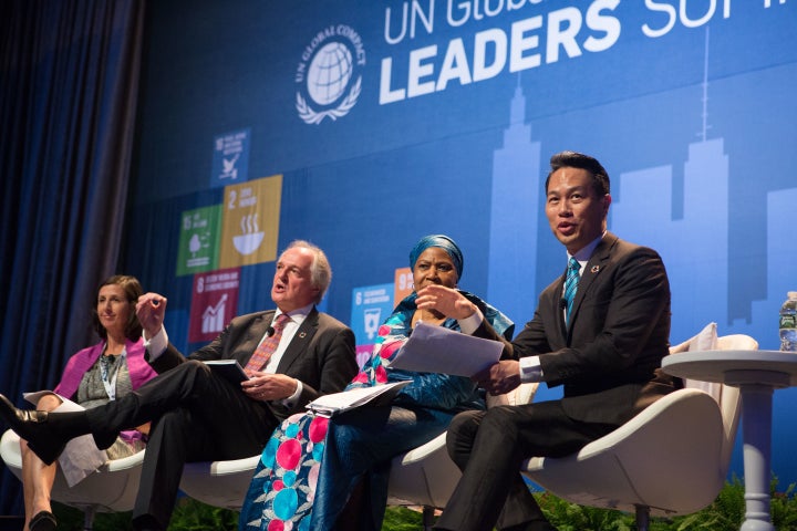 At the UN Global Compact Leaders Summit 2017, Abby Maxman, President and CEO of Oxfam America, Paul Polman, CEO of Unilver and Phumzile Mlambo-Ngcuka, Executive Director of UN Women speak on a panel moderated by MSNBC’s Richard Liu on how to drive business engagement on the Global Goals.