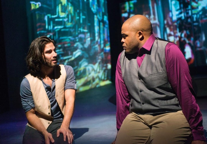 <p>Michael Hanna (Neil) and H. Adam Harris (Jesse) in a scene from <strong><em>This Bitter Earth</em></strong> </p>