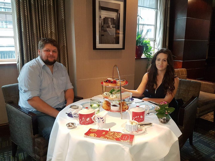 Having afternoon tea with a platonic friend in London... No he didn't buy me and I wasn't scouting for clients!