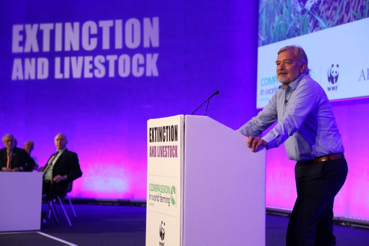 <strong>Karl Falkenberg speaking at Compassion in World Farming's Extinction and Livestock Conference.</strong>