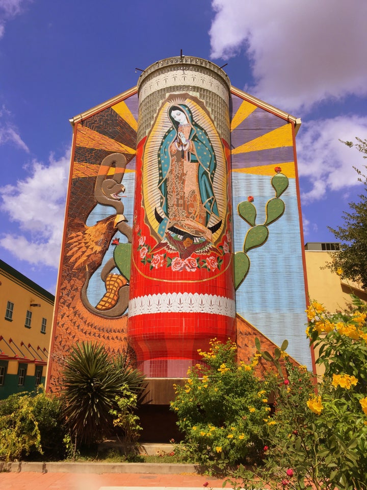 The façade of the Guadalupe Cultural Arts Center, in ZIP Code 78207, on San Antonio’s predominantly Hispanic and historically economically depressed Westside. 