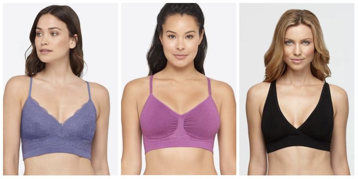 Allover Lace Long Line Bralette, Emmie T-Back Cami Bra and Mallory Racer Back Bra from Yummie. 