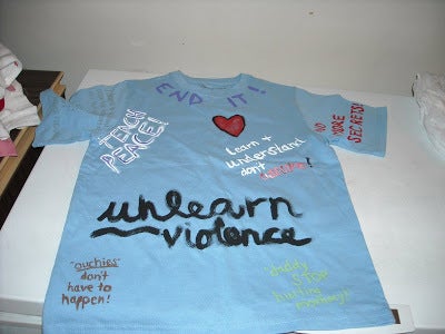 <p>The “Unlearn Violence” Clothing Line, the very Moving Creation of Safe Space Clients.</p>