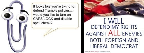 <p>Two of the tamer tribalistic memes on Facebook.</p>
