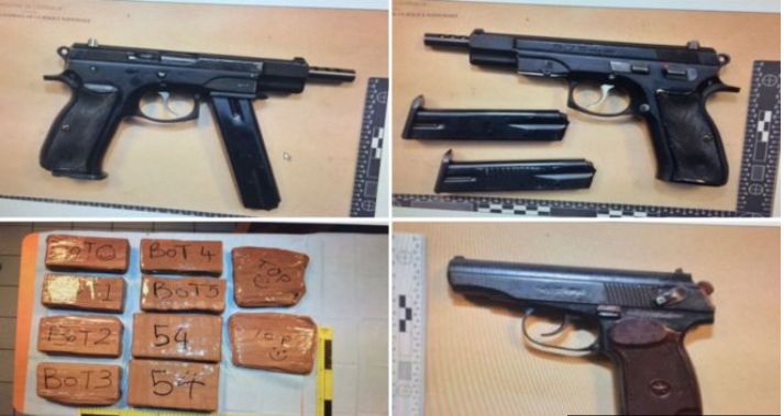 French police seized drugs and firearms after four Brits were arrested near Calais 
