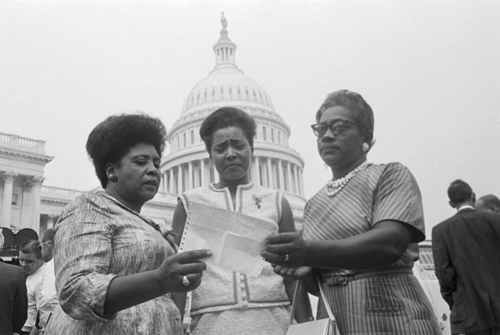 Fannie Lou Hamer, Victoria Gray, and Annie Devine at the U.S. Capitol