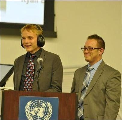 Neal joined his mother at a United Nations autism conference. 