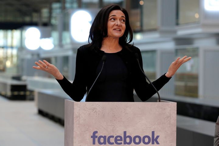 Sheryl Sandberg, chief operating officer of Facebook, delivers a speech during a visit in Paris on Jan. 17, 2017.
