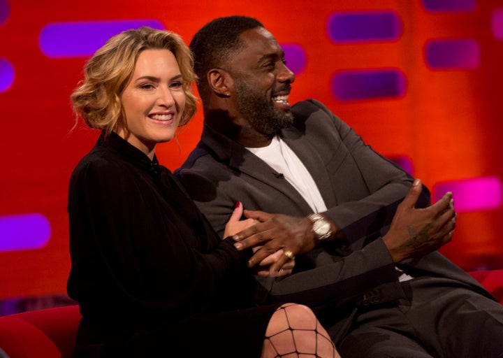 Kate Winslet and Idris Elba during filming of the Graham Norton Show.