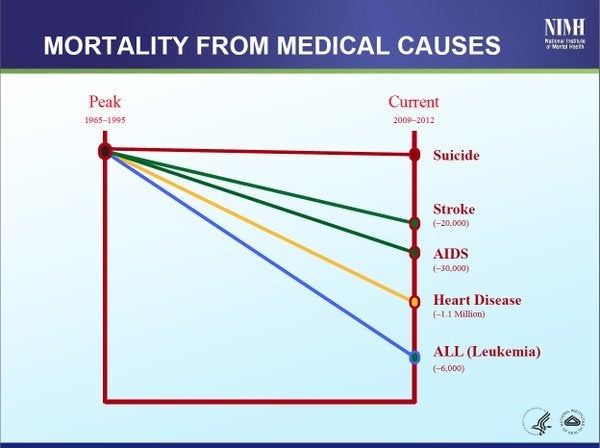 Suicide rates have largely remained the same in spite of more spending.