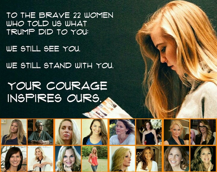 A partial list of the courageous women who have spoken out. Top row, left to right: Temple, Jessica L., Mindy, Cassandra, Kristin, Cathy, Ninni, and Jessica D. Bottom row: Rachel, Natasha, Jill, Nancy, Summer, Karena, Tasha, and Mariah.