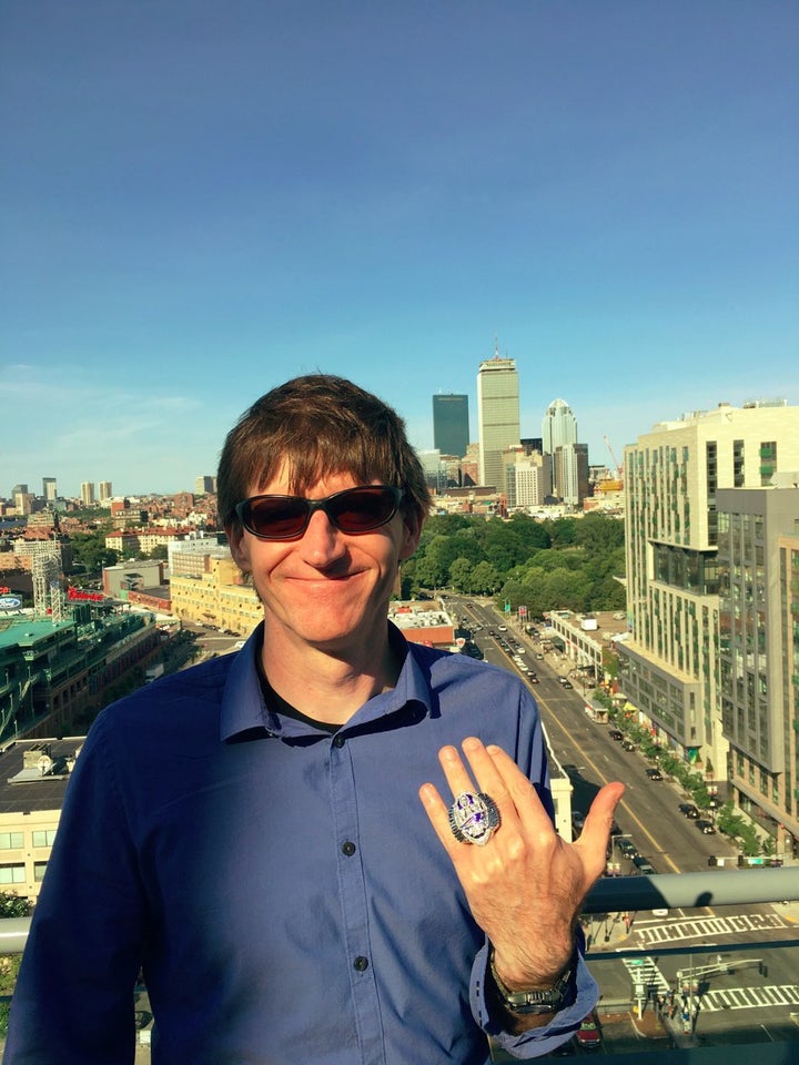 <p>Corey Snow, a CRM trailblazer and champion, wearing the Patriots 2016 Super Bowl championship ring, Boston </p>