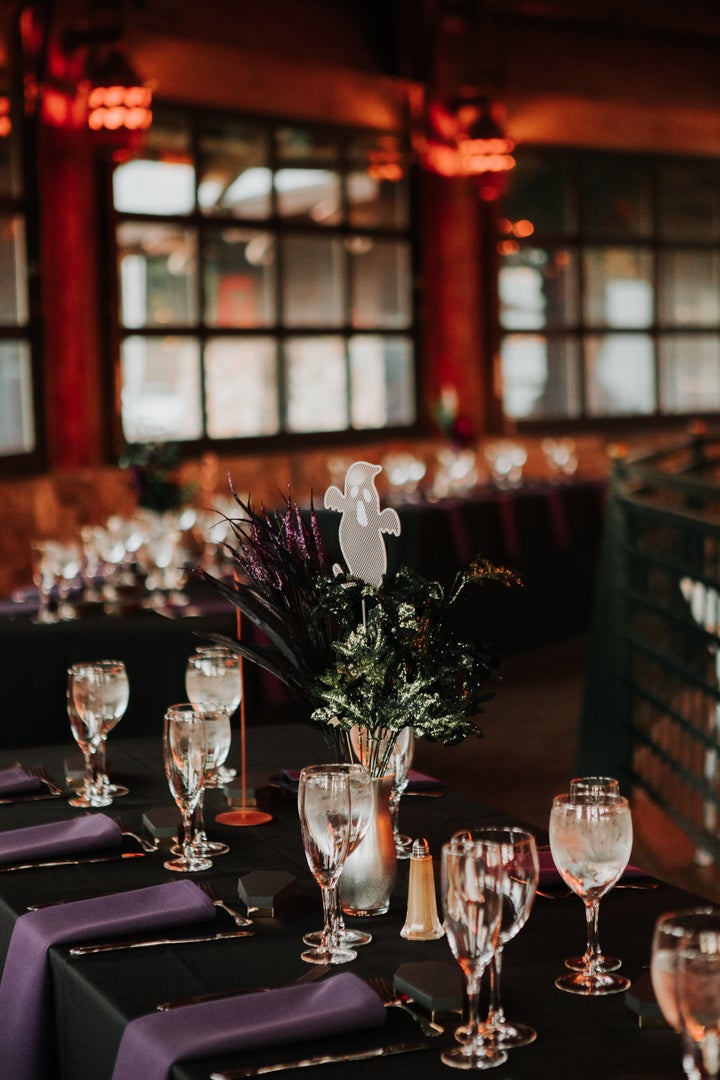 The wedding colors were black and purple. 