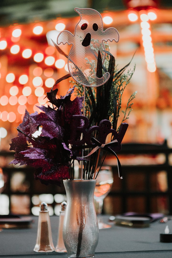 Tables were adorned with ghostly decor. 