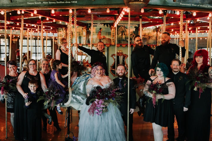 The merry-go-round at the venue added some whimsy to the big day.